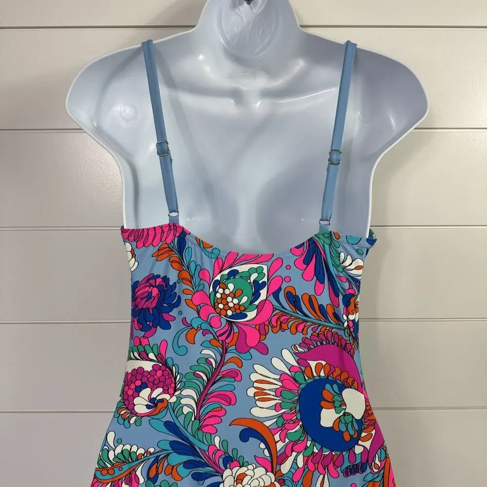 Kate Spade One Piece Swimsuit Underwire Spring Water Multicolor Floral sz M